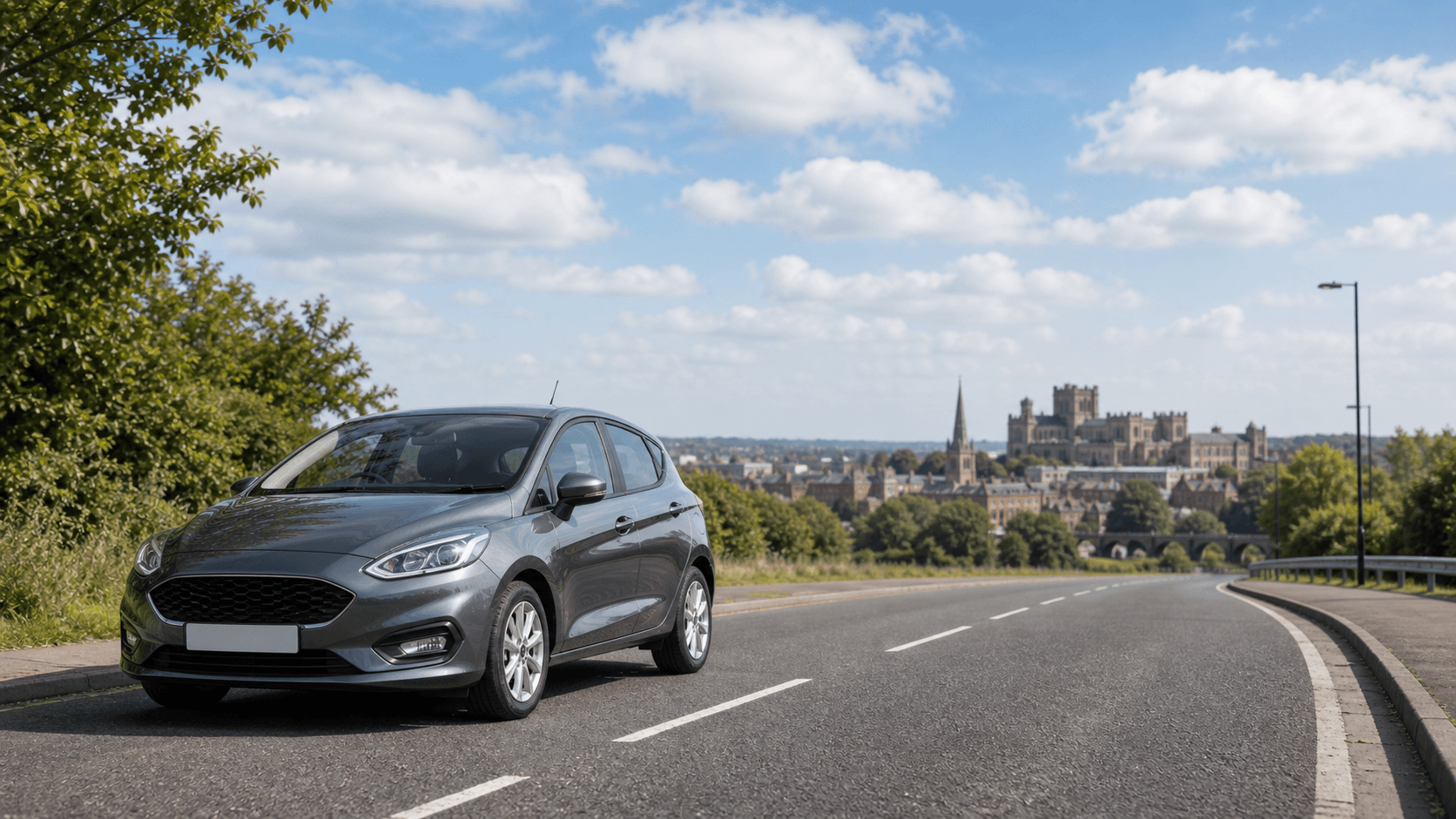 Compact hire car ready for practical travel around Loughborough