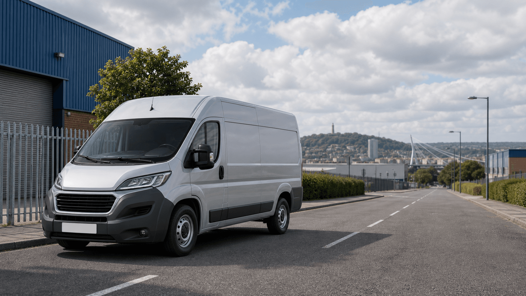 Modern self-drive rental van ready for loading in Nottingham